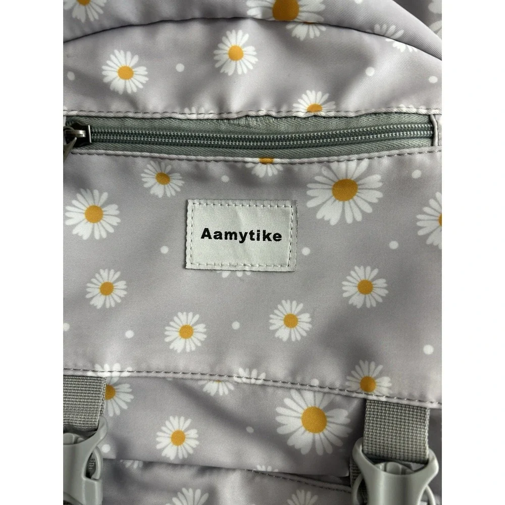 Aamytike Gray Daisy‑Print Backpack